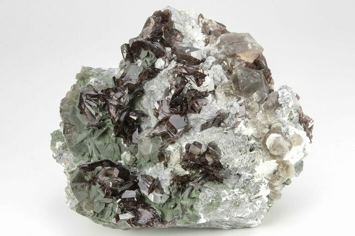 Lustrous Axinite-(Fe) and Smoky Quartz Associaition - Russia #208745